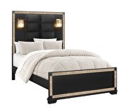 Gold / black full size bed with lamps in glam style by Global additional picture 2