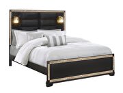 Gold / black king size bed with lamps in glam style by Global additional picture 2