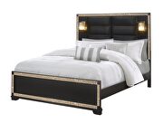 Gold / black king size bed with lamps in glam style by Global additional picture 3