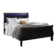 Rubberwood casual style black slat queen bed by Global additional picture 7