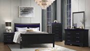 Rubberwood casual style black slat full bed by Global additional picture 2
