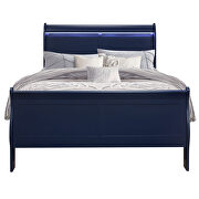 Rubberwood casual style blue slat queen bed by Global additional picture 6