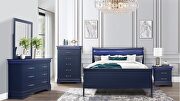 Rubberwood casual style blue slat king bed by Global additional picture 2