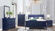 Rubberwood casual style blue slat king bed additional photo 2 of 8