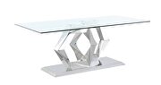 Clear glass top dining table w/ geometric chrome base by Global additional picture 4
