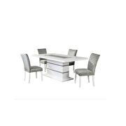 White dining table in silver glitter glam style additional photo 2 of 6