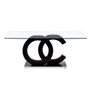 Glass top black/chrome base contemporary dining table additional photo 3 of 2