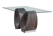 Double oval base clear glass top dining table by Global additional picture 2
