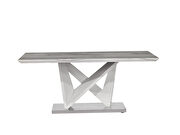 Gray faux marble top table w/ chrome metal base additional photo 2 of 2