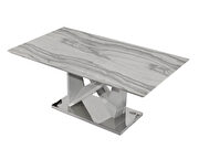 Gray faux marble top table w/ chrome metal base additional photo 3 of 2