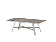 Faux marble top / silver legs contemporary dining table by Global additional picture 3