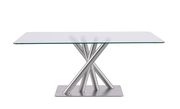 Clear/silver quadpod base dining table additional photo 3 of 8
