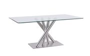 Clear/silver quadpod base dining table additional photo 5 of 8