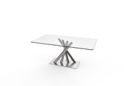 Clear/silver quadpod base dining table additional photo 3 of 2