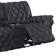 Charcoal leather air tufted recliner sofa by Global additional picture 4