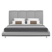 Modern gray PU platform queen bed by Global additional picture 2