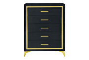 Black with golden trim stylish bed in glam style by Global additional picture 3