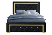 Black with golden trim stylish bed in glam style by Global additional picture 6