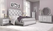 Glitter accents / geometric shape silver/white king size bed additional photo 3 of 7
