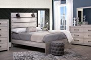 White wash queen bed in with lamps in rustic transitional style by Global additional picture 2