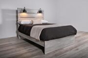 White wash king bed in with lamps in rustic transitional style by Global additional picture 2