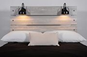 White wash king bed in with lamps in rustic transitional style by Global additional picture 4