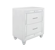 High-gloss white w/ mirrored inserts nightstand by Global additional picture 2