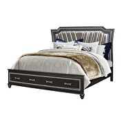 Silver glam style queen bed w/ tufted headboard by Global additional picture 3