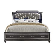 Silver glam style queen bed w/ tufted headboard by Global additional picture 6
