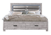Washed gray sleek design modern queen bed by Global additional picture 6