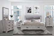 Washed gray sleek design modern queen bed by Global additional picture 7