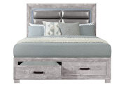 Washed gray sleek design modern king bed by Global additional picture 10