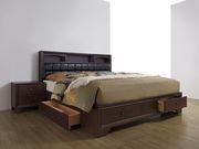 Dark merlot finish wood modern king size bed by Global additional picture 2