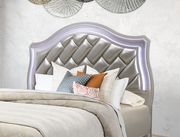 Silver metallic finish glam style bed by Global additional picture 5