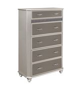 Silver metallic finish glam style 5 drawer chest by Global additional picture 2