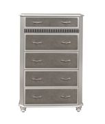 Silver metallic finish glam style 5 drawer chest by Global additional picture 3