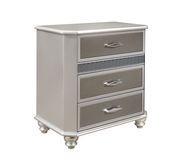Silver metallic finish glam style nightstand by Global additional picture 2