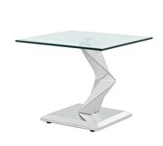 Square clear glass top contemporary end table by Global additional picture 2