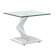 Square clear glass top contemporary end table by Global additional picture 3