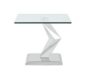Square clear glass top contemporary end table by Global additional picture 4