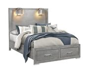 Silver gray full size bed w/ lamps by Global additional picture 10