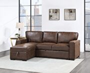 Coffee leatherette pull out sofa bed by Global additional picture 2