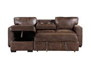 Coffee leatherette pull out sofa bed by Global additional picture 4