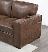 Coffee leatherette pull out sofa bed by Global additional picture 10