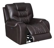 Coffee leather gel power reclining chair by Global additional picture 2