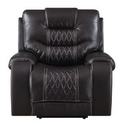 Coffee leather gel power reclining chair by Global additional picture 3