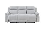 Grey reclining sofa in gray leather-life fabric by Global additional picture 11