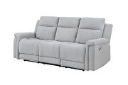 Grey reclining sofa in gray leather-life fabric by Global additional picture 12
