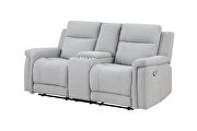 Grey reclining sofa in gray leather-life fabric by Global additional picture 8