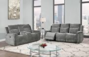 Dark grey fabric power reclining sofa by Global additional picture 2